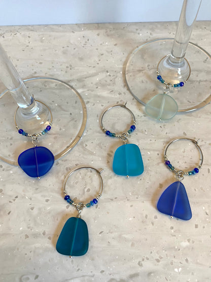 Set of 10 Beach Wine Glass Charms