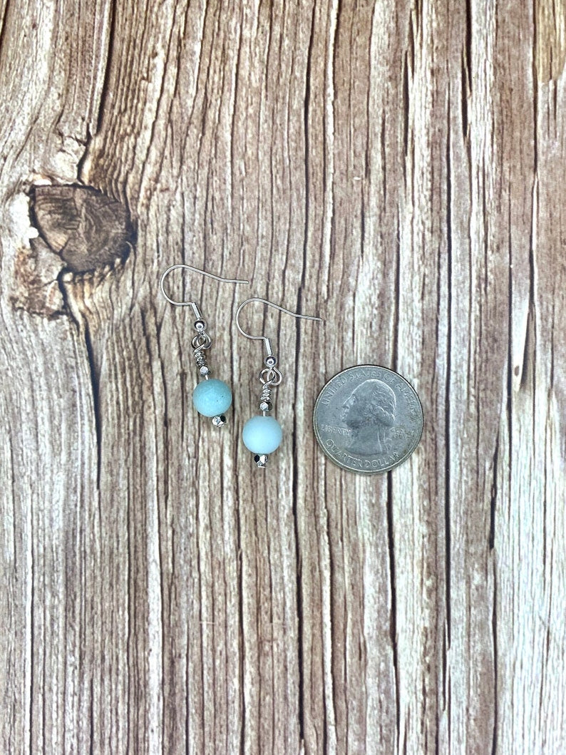 Blue Amazonite Wire Wrapped Earrings