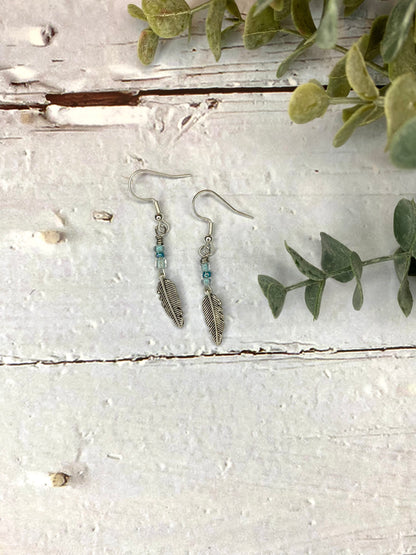 Antique Silver Feather Earrings