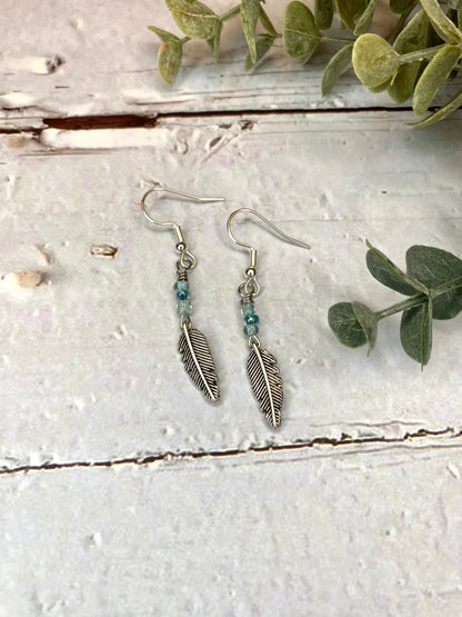 Antique Silver Feather Earrings