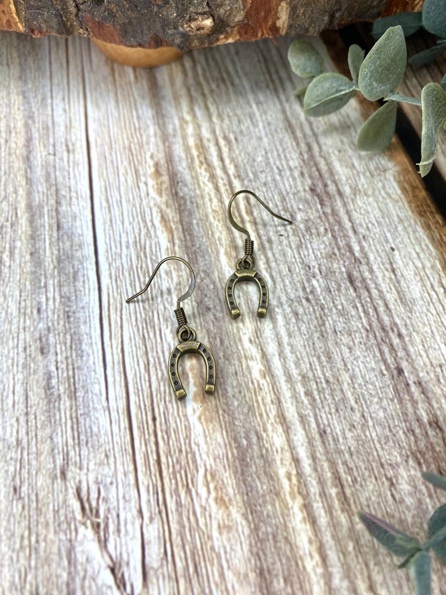 Antique Bronze Horseshoe Earrings