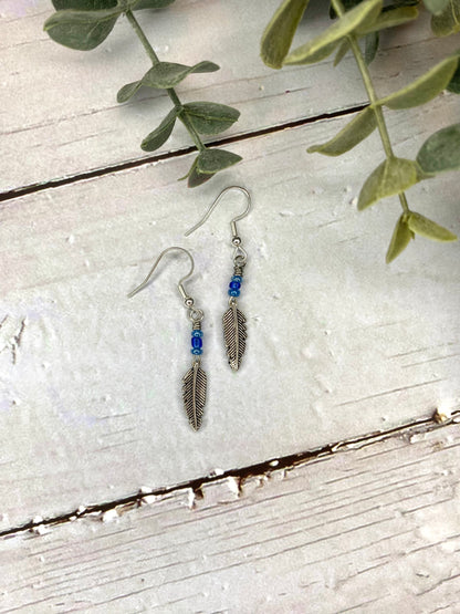 Antique Silver Feather Earrings