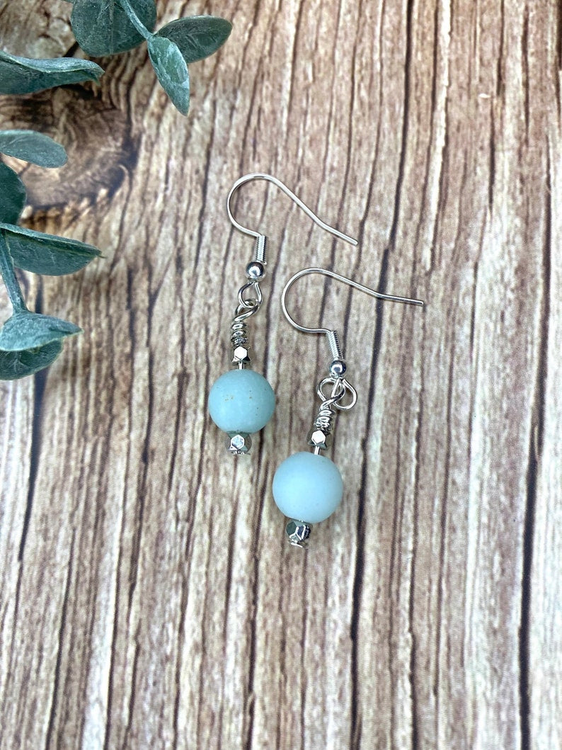 Blue Amazonite Wire Wrapped Earrings