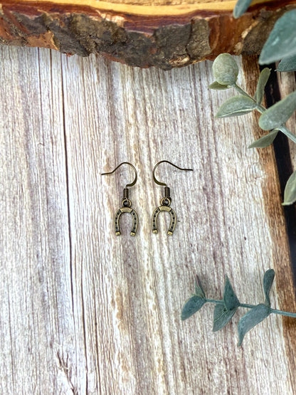 Antique Bronze Horseshoe Earrings