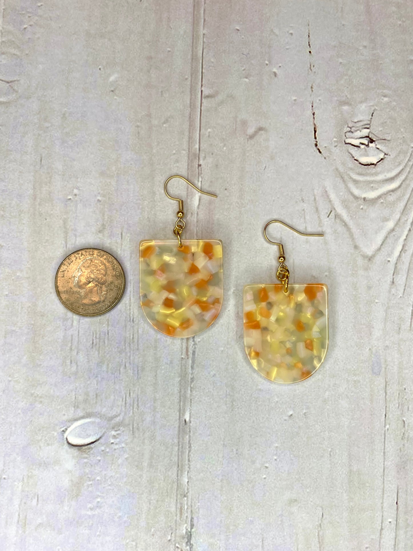 Orange Tortoiseshell Acetate Half Circle Earrings