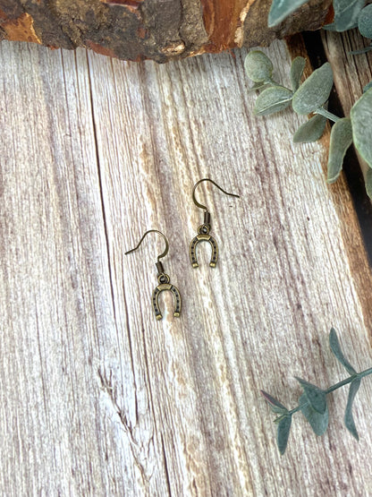 Antique Bronze Horseshoe Earrings