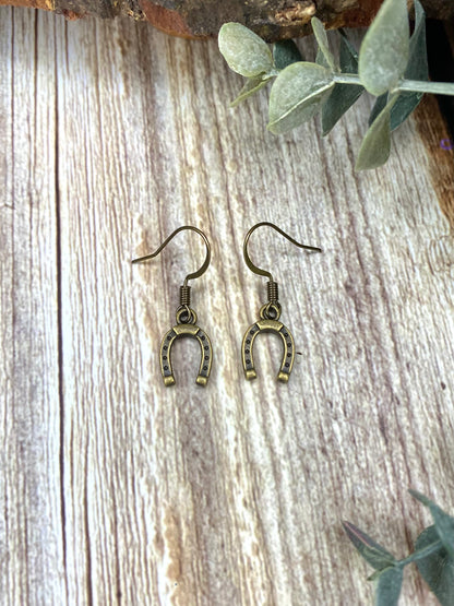 Antique Bronze Horseshoe Earrings