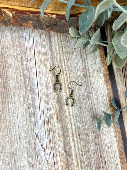 Antique Bronze Horseshoe Earrings