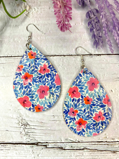 Abstract Floral Teardrop Earrings