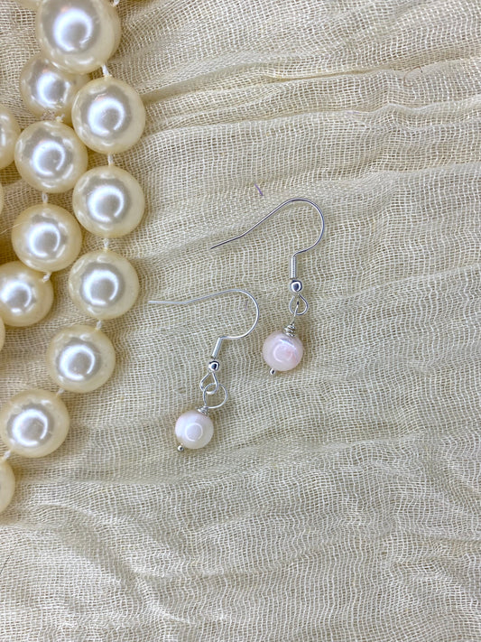 Pink Mother of Pearl Wire Wrapped Earrings