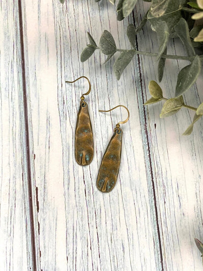 Hammered Oval Patina Earrings