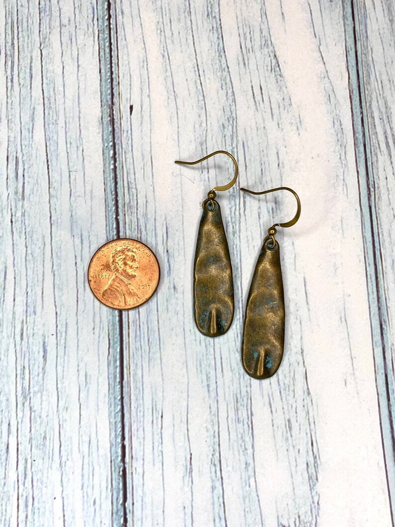 Hammered Oval Patina Earrings