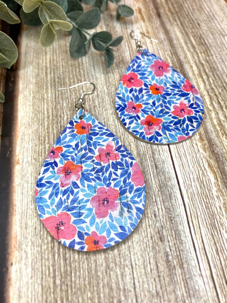 Abstract Floral Teardrop Earrings