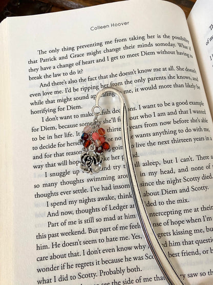 Rose Flower Charm Bookmark