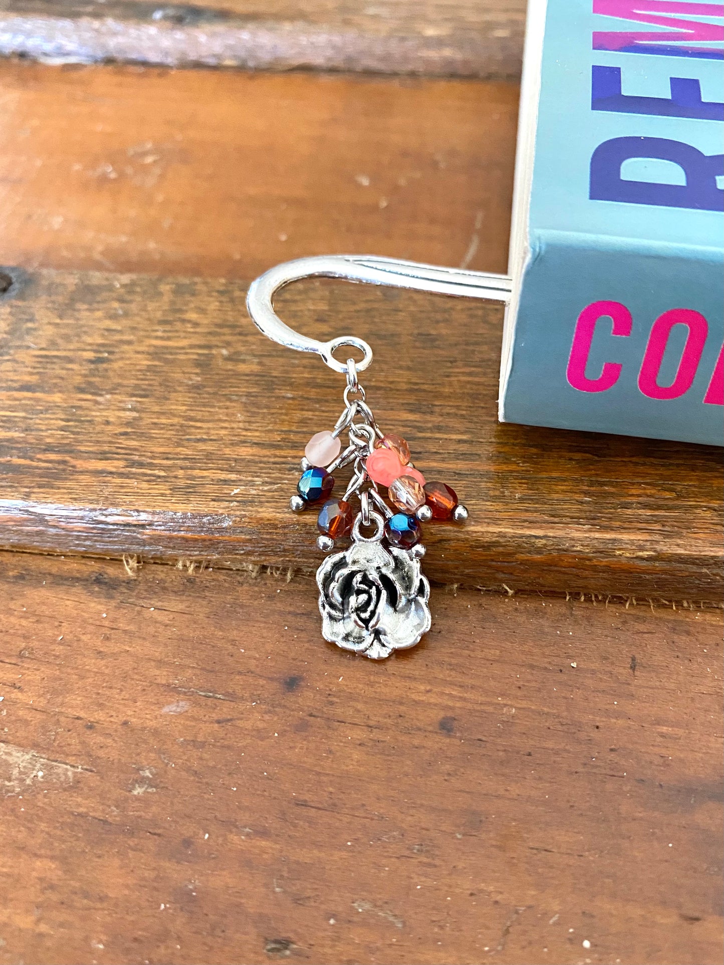 Rose Flower Charm Bookmark